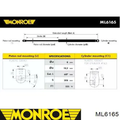 Compre AM51R406A10AB Ford Amortecedor de tampa de porta-malas (de 3ª/5ª porta traseira)
