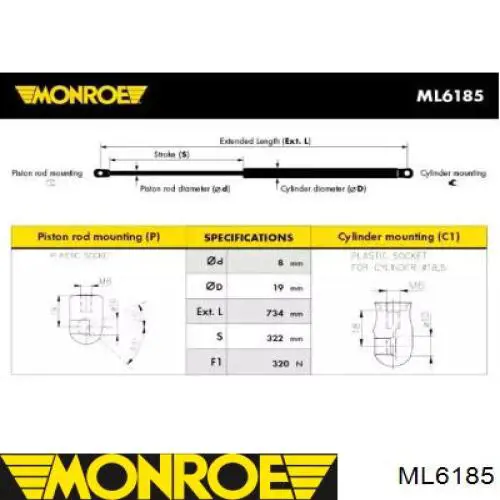 Compre ML6185 Monroe Amortecedor da capota