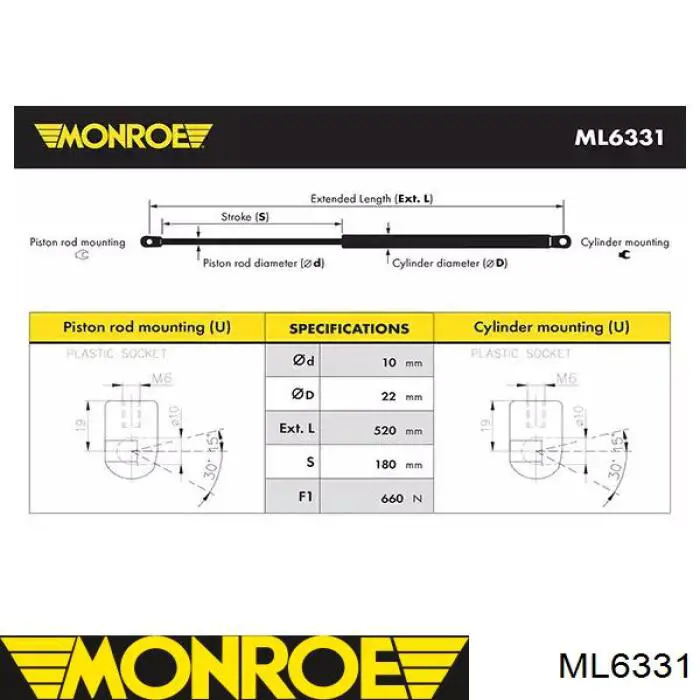 6895049065 Toyota Amortecedor de tampa de porta-malas (de 3ª/5ª porta traseira)