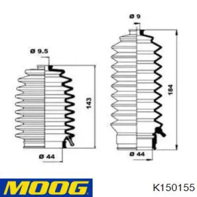 Bota de proteção do mecanismo de direção (de cremalheira) Moog K150155 preço, a partir de 12,74 USD