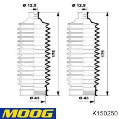 Bota de proteção do mecanismo de direção (de cremalheira) Moog K150250 preço, a partir de 15,26 USD
