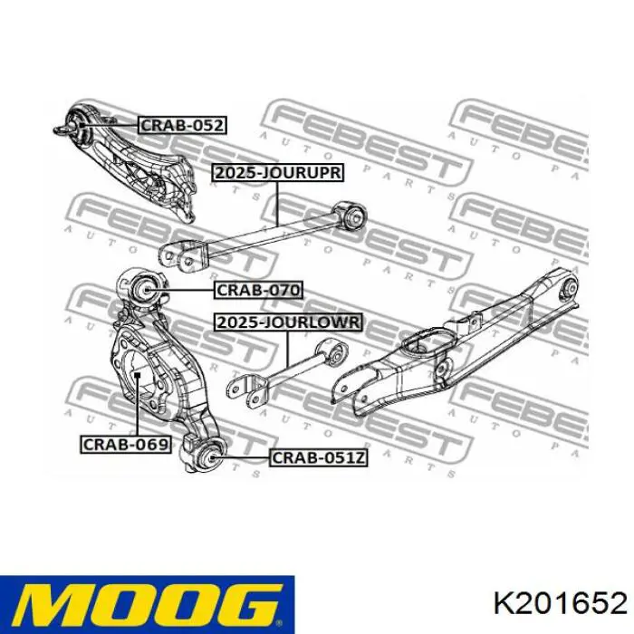 Compre K201652 Moog Pino moente (extremidade do eixo) traseiro esquerdo