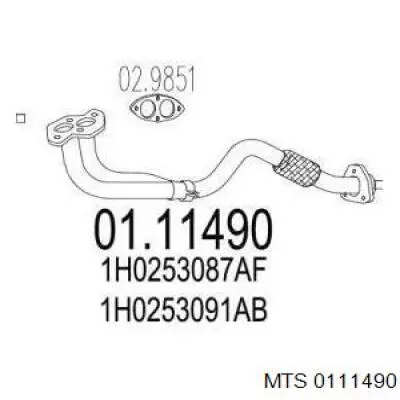 Compre 1H0253087AF VAG Tubo de admissão dianteiro (calças) do silenciador