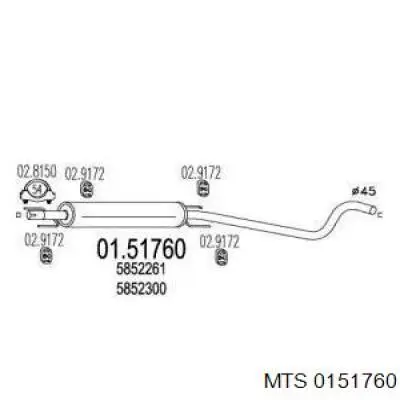 0151760 MTS Silenciador, parte central