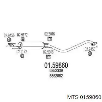 0159860 MTS Silenciador, parte central
