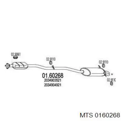 A2034903521 Mercedes Silenciador, parte central e traseira