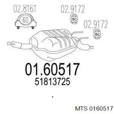 Compre 51813725 Fiat/Alfa/Lancia Silenciador, parte traseira