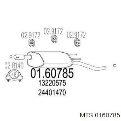0160785 MTS Silenciador, parte traseira