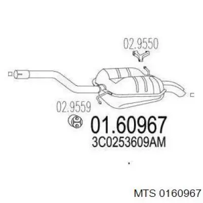 Compre 3C0253609AC VAG Silenciador, parte traseira