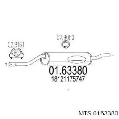 Silenciador, parte traseira MTS 0163380 preço, a partir de 109,15 USD