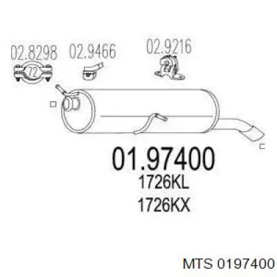 1730H8 Peugeot/Citroen Silenciador, parte traseira