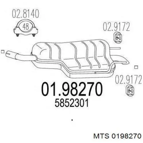 Silenciador, parte traseira MTS 0198270 preço, a partir de 117,96 USD