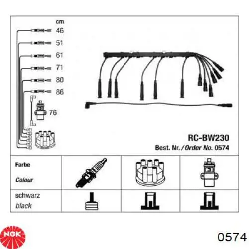 Compre 0574 NGK Fios de alta voltagem, kit