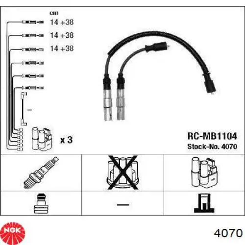 Fios de alta voltagem, kit NGK 4070 preço, a partir de 53,32 USD