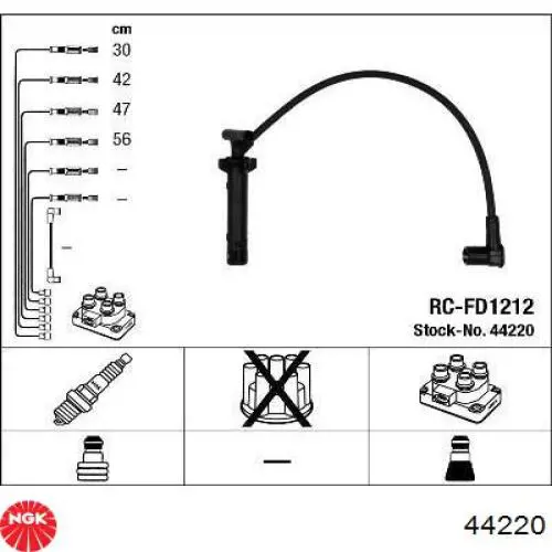 Fios de alta voltagem, kit NGK 44220 preço, a partir de 60,09 USD