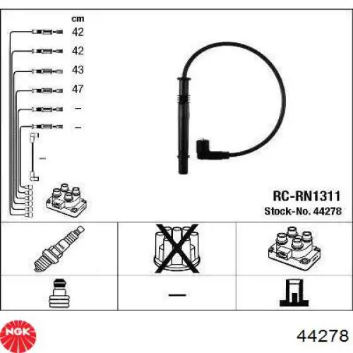 Fios de alta voltagem, kit NGK 44278 preço, a partir de 26,48 USD