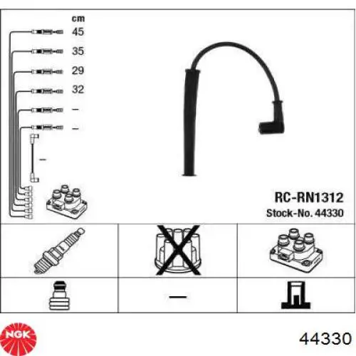 44330 NGK Fios de alta voltagem, kit