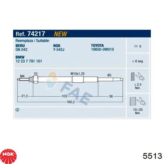Vela de incandescência NGK 5513 preço, a partir de 14,98 USD