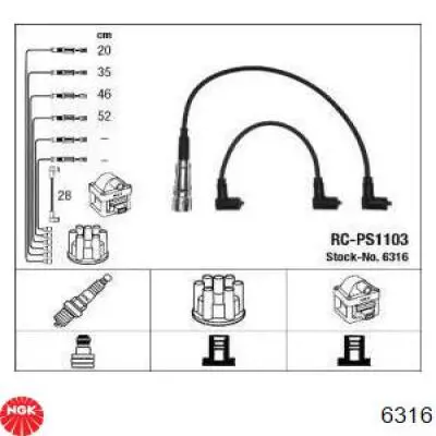 Fios de alta voltagem, kit NGK 6316 preço, a partir de 103,61 USD