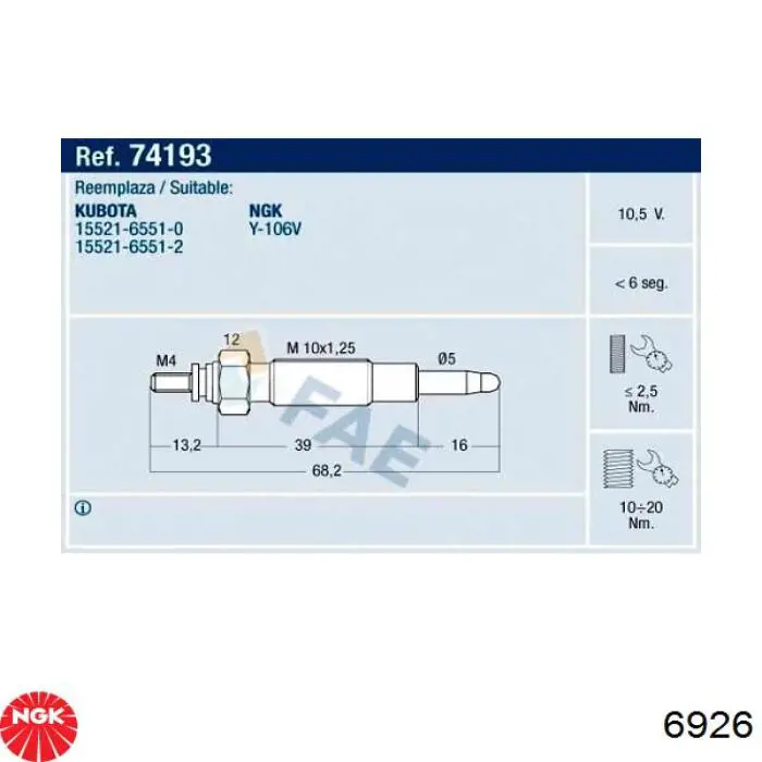 Compre Y106V NGK Vela de incandescência
