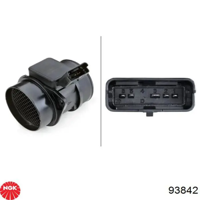 93842 NGK Sensor de fluxo (consumo) de ar, medidor de consumo M.A.F. - (Mass Airflow)