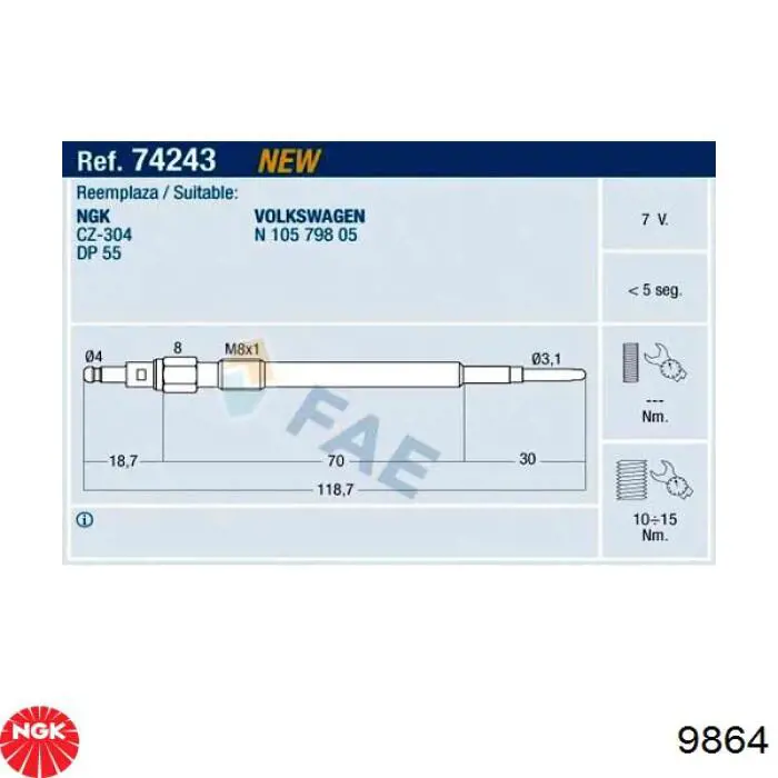Compre 9864 NGK Vela de incandescência