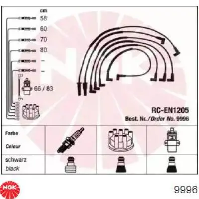9996 NGK Fios de alta voltagem, kit
