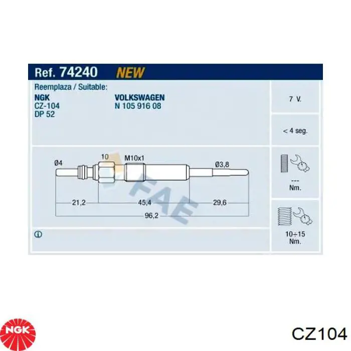 Vela de incandescência NGK CZ104 preço, a partir de 30,70 USD