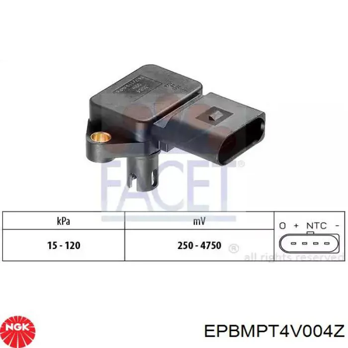 EPBMPT4V004Z NGK Sensor de pressão no coletor de admissão, MAP