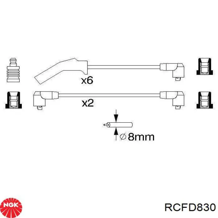 Fios de alta voltagem, kit RCFD830 NGK