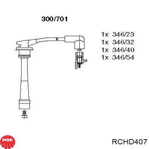 RCHD407 NGK Fios de alta voltagem, kit