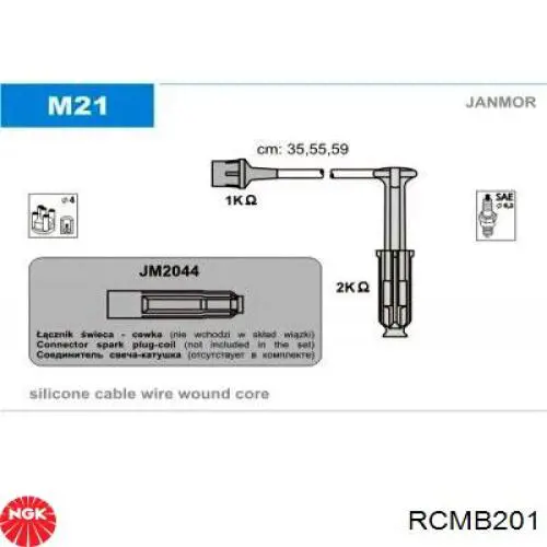 Compre RCMB201 NGK Fios de alta voltagem, kit