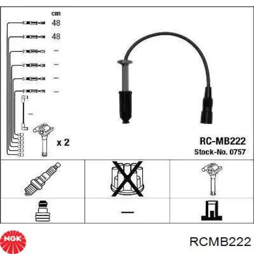 RCMB222 NGK Fios de alta voltagem, kit