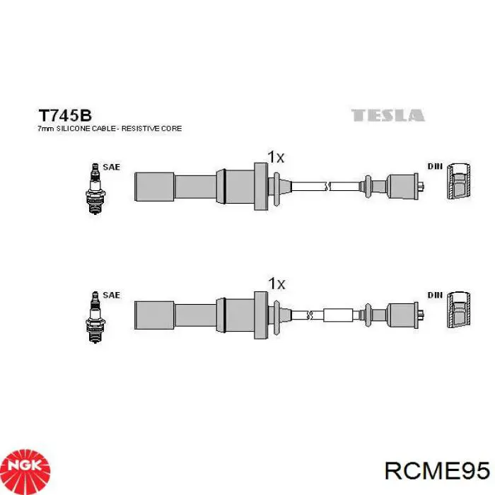 RCME95 NGK Fios de alta voltagem, kit