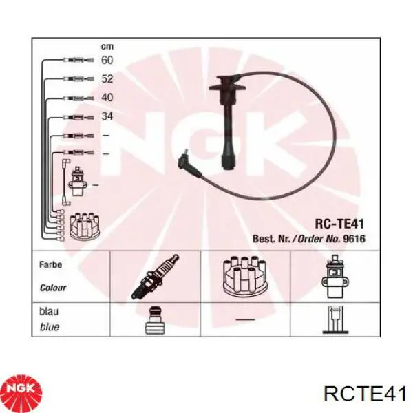Fios de alta voltagem, kit RCTE41 NGK