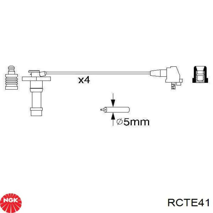 RCTE41 NGK Fios de alta voltagem, kit