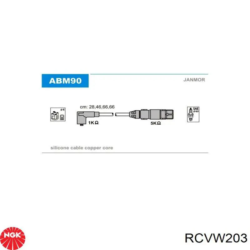 Fios de alta voltagem, kit RCVW203 NGK