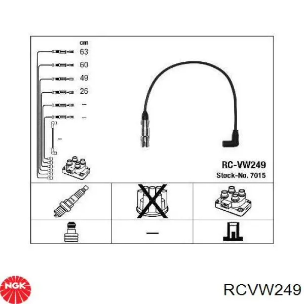 RCVW249 NGK Fios de alta voltagem, kit