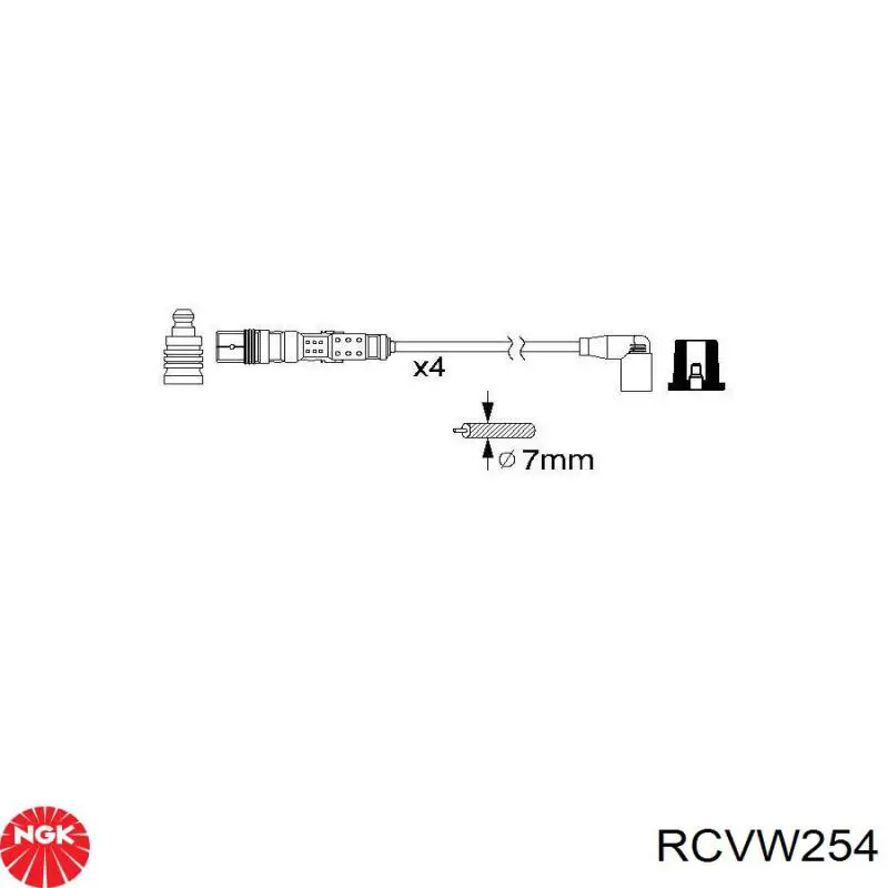 RCVW254 NGK Fios de alta voltagem, kit