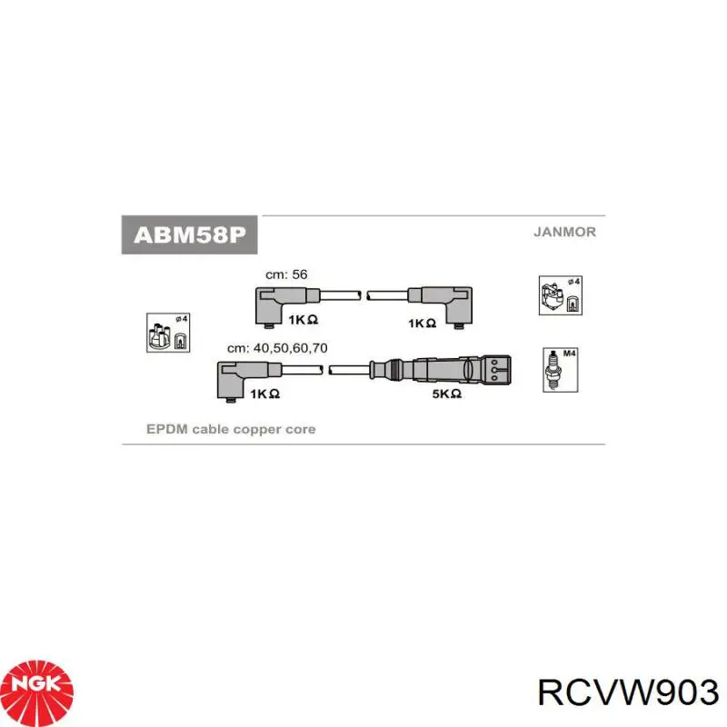 Compre RCVW903 NGK Fios de alta voltagem, kit