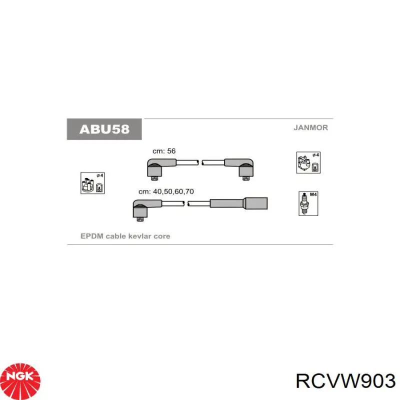 Fios de alta voltagem, kit RCVW903 NGK