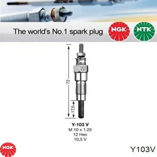 Y103V NGK Vela de incandescência