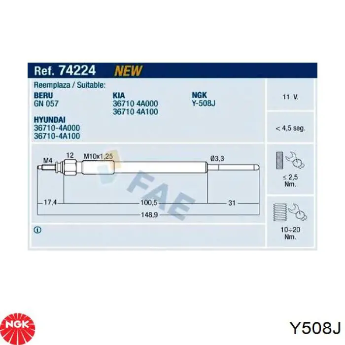 Vela de incandescência NGK Y508J preço, a partir de 26,43 USD