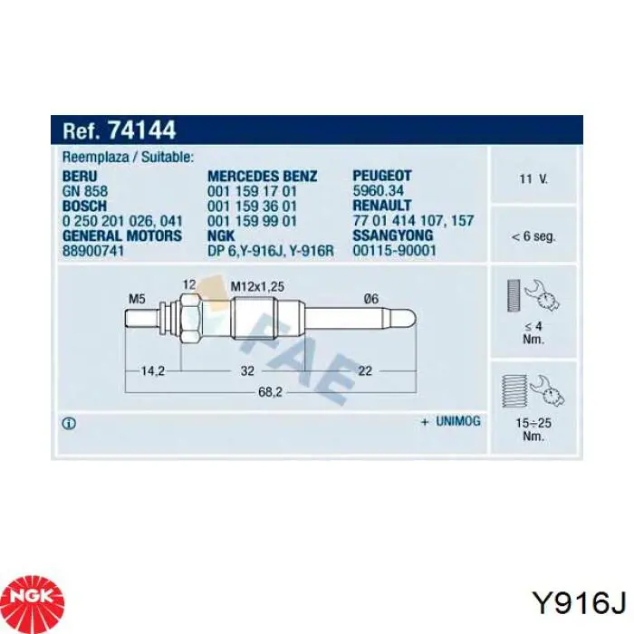Compre Y916J NGK Vela de incandescência