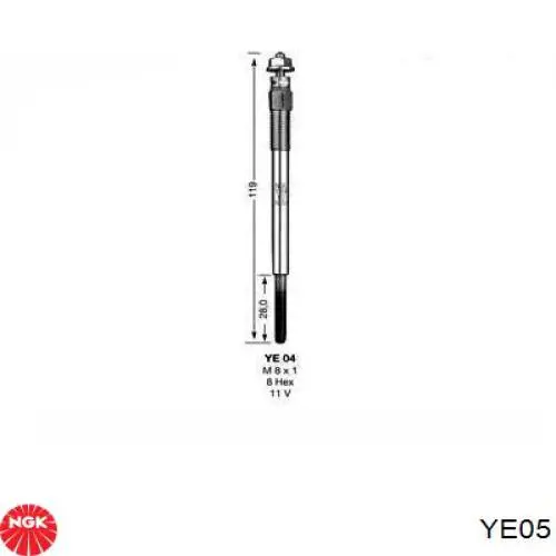YE05 NGK Vela de incandescência