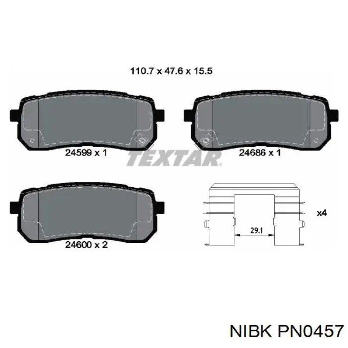 Compre PN0457 Nibk Sapatas do freio traseiras de disco