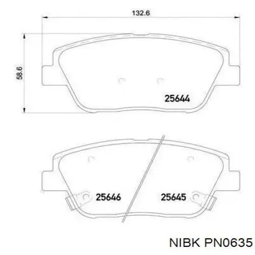 Sapatas do freio dianteiras de disco Nibk PN0635 preço, a partir de 32,33 USD