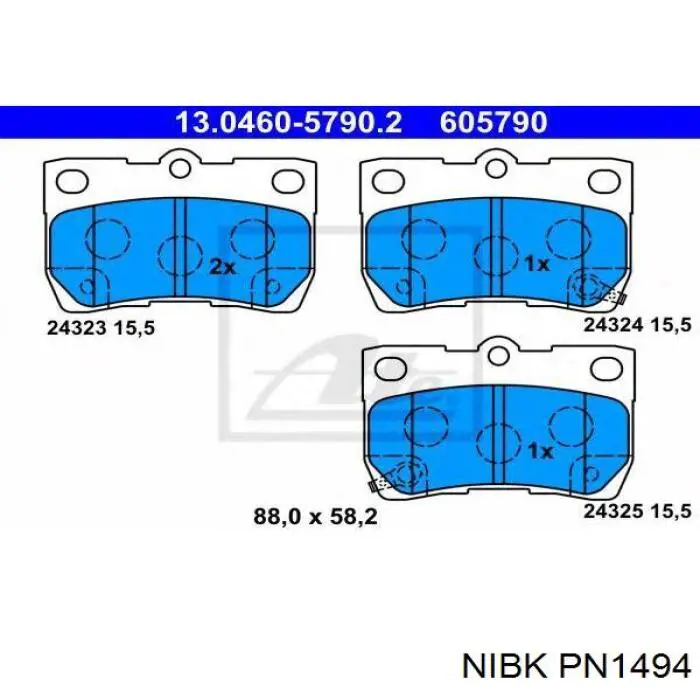 Compre PN1494 Nibk Sapatas do freio traseiras de disco