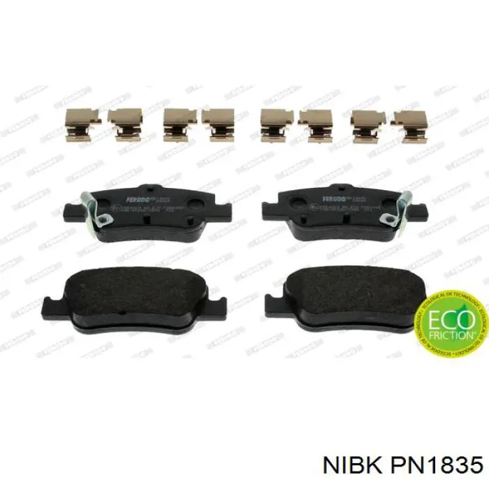 Sapatas do freio traseiras de disco PN1835 Nibk