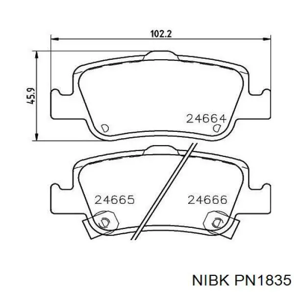 Compre PN1835 Nibk Sapatas do freio traseiras de disco